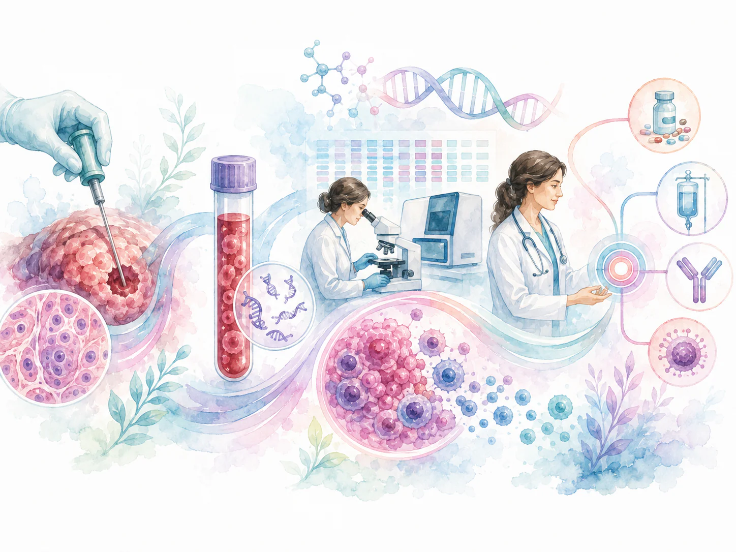 Tumor sample and molecular biomarker analysis illustration