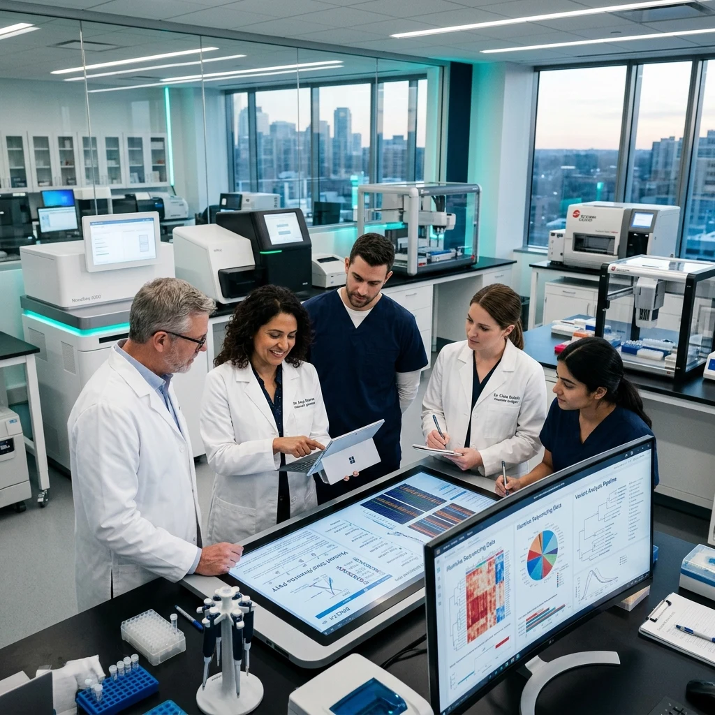 Modern genetik laboratuvarında çalışan uzman kadro