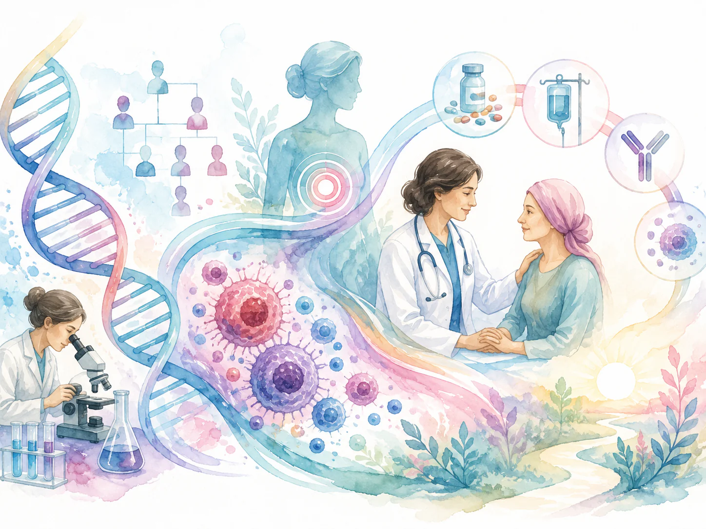 Breast and ovarian cancer genetics counseling illustration